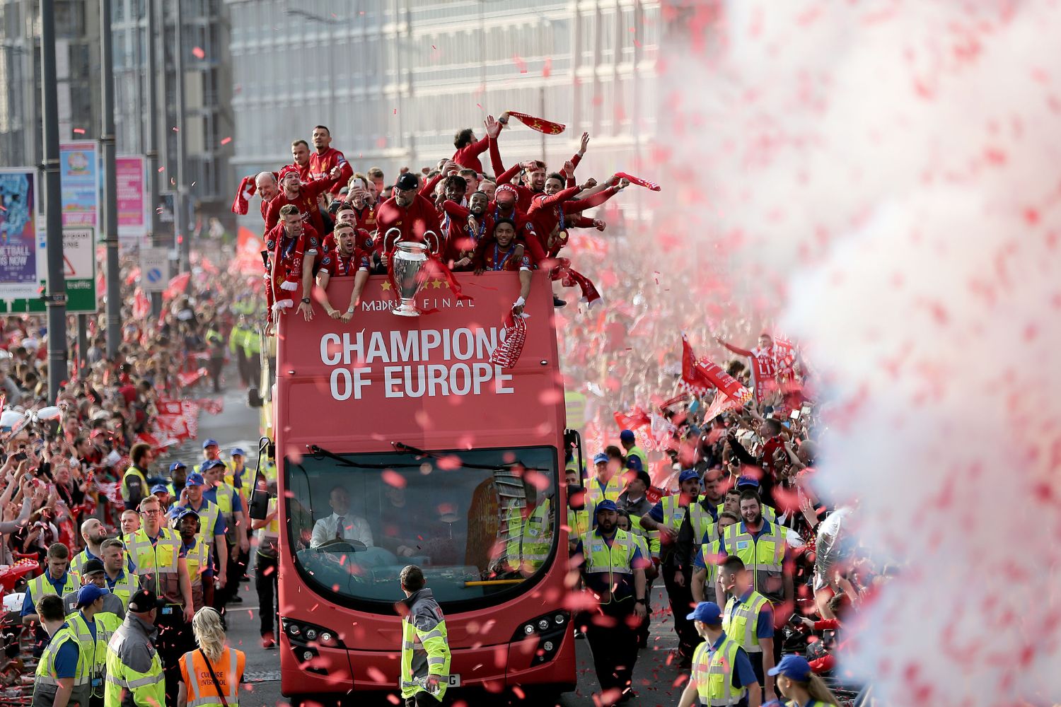 Jurgen Klopp holds the European Cup after winning it with Liverpool in 2019