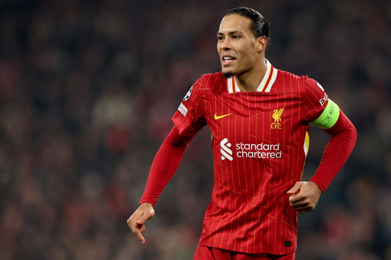 Virgil van Dijk playing in the Champions League for Liverpool