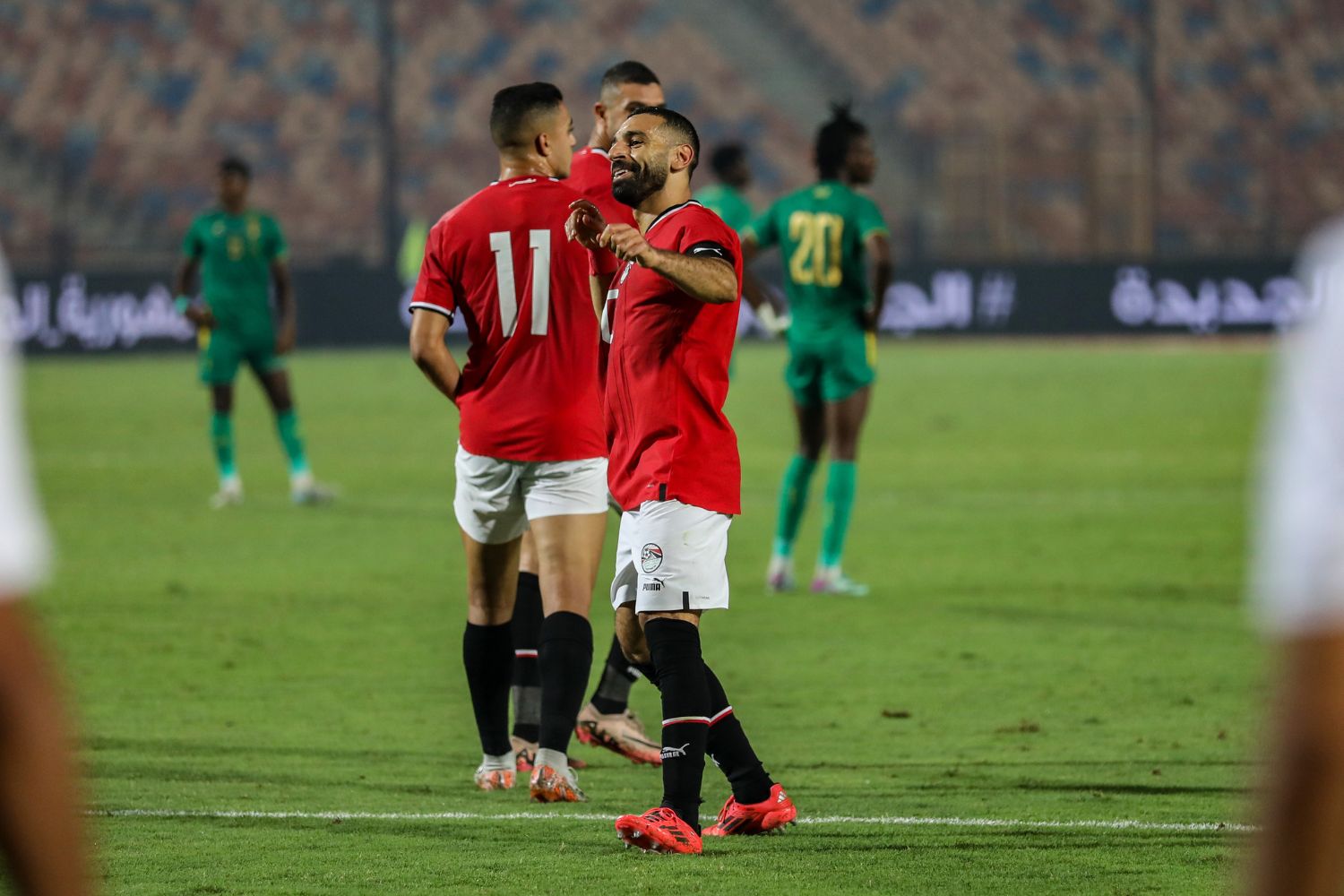 Mo Salah celebrates for Egypt
