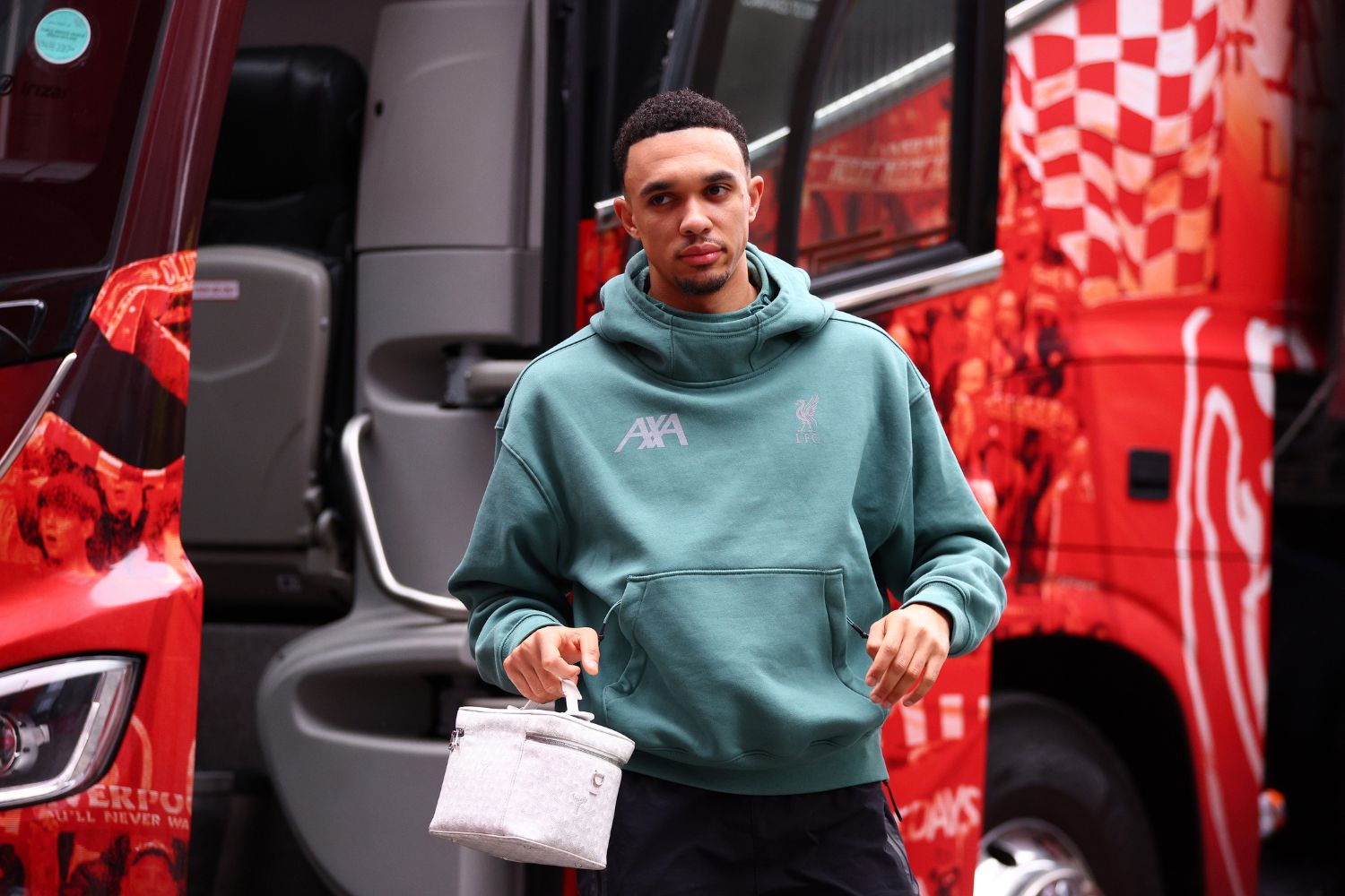 Trent Alexander-Arnold leaves the Liverpool team bus