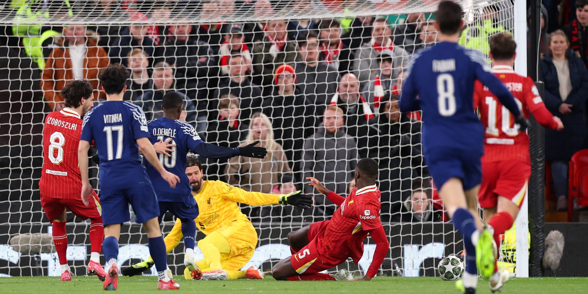 Dembele scores at Anfield against Liverpool