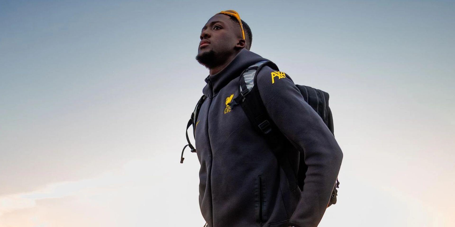 Ibou Konate leaves the plane after landing in Paris
