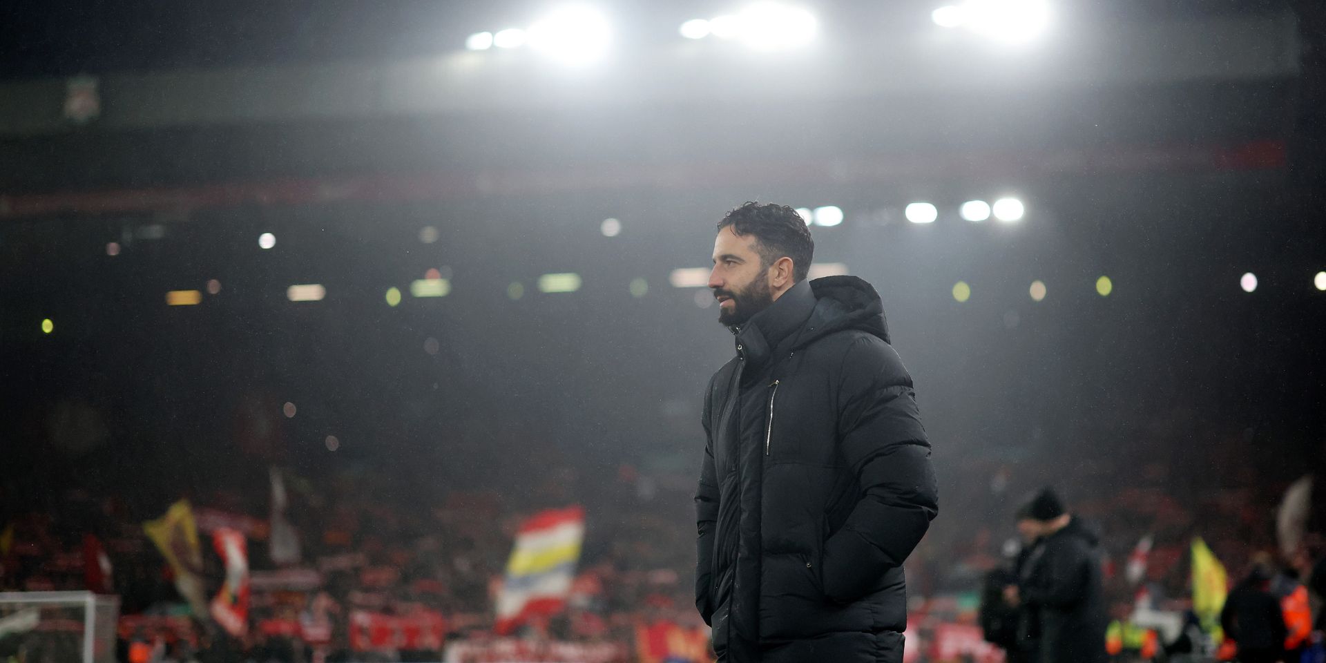 Ruben Amorim coaches at Anfield