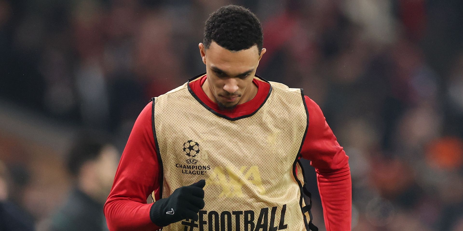 Trent Alexander-Arnold warms up against Lille