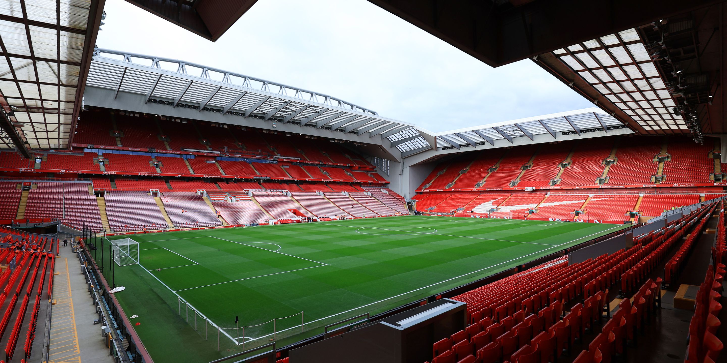 An empty Anfield before Liverpool women played against Manchester United
