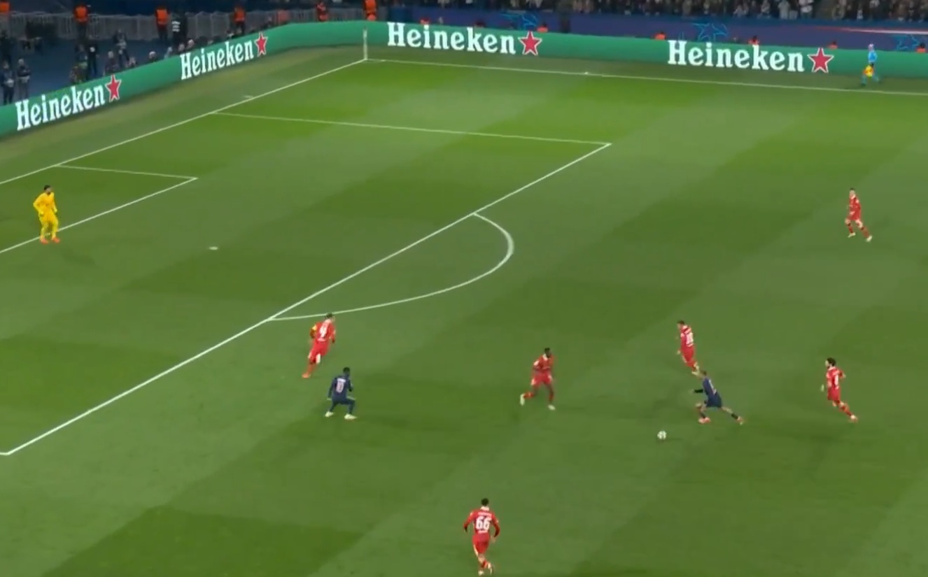 Virgil van Dijk ran off Ousmane Dembele just as the ball was played to the PSG forward