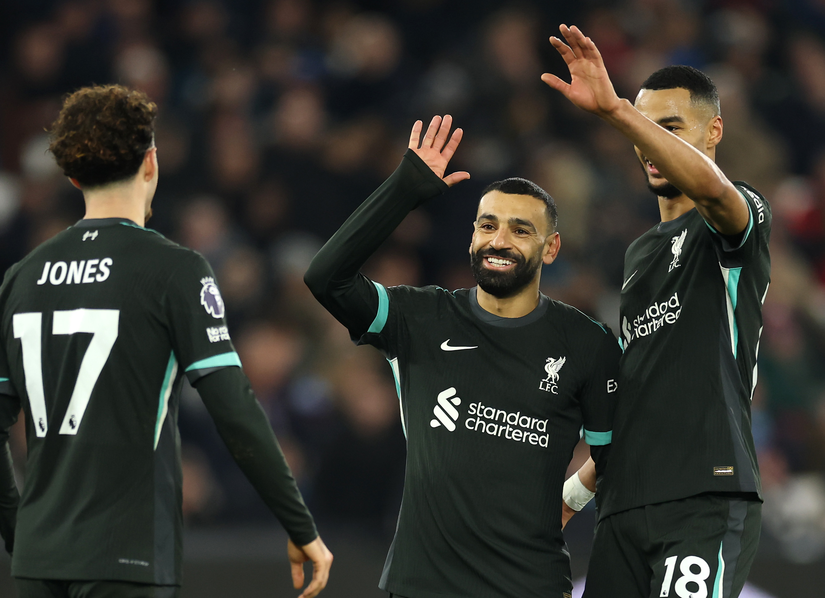 Mo Salah celebrates one of his many goals for Liverpool
