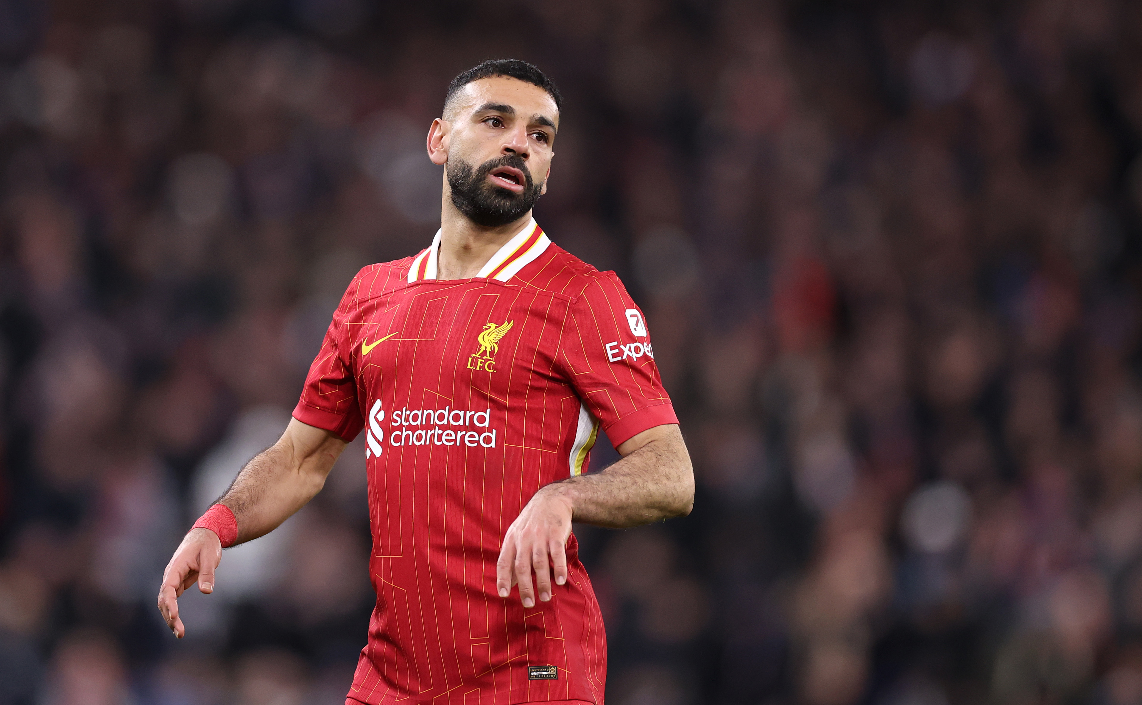 Mo Salah looked 'unhappy' after losing an early duel to Dan Burn in the Carabao Cup final