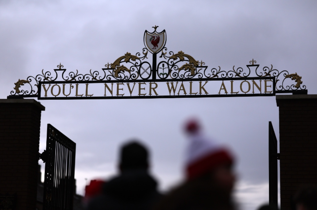 You'll Never Walk Alone' is etched on the Shankly Gates at Anfield