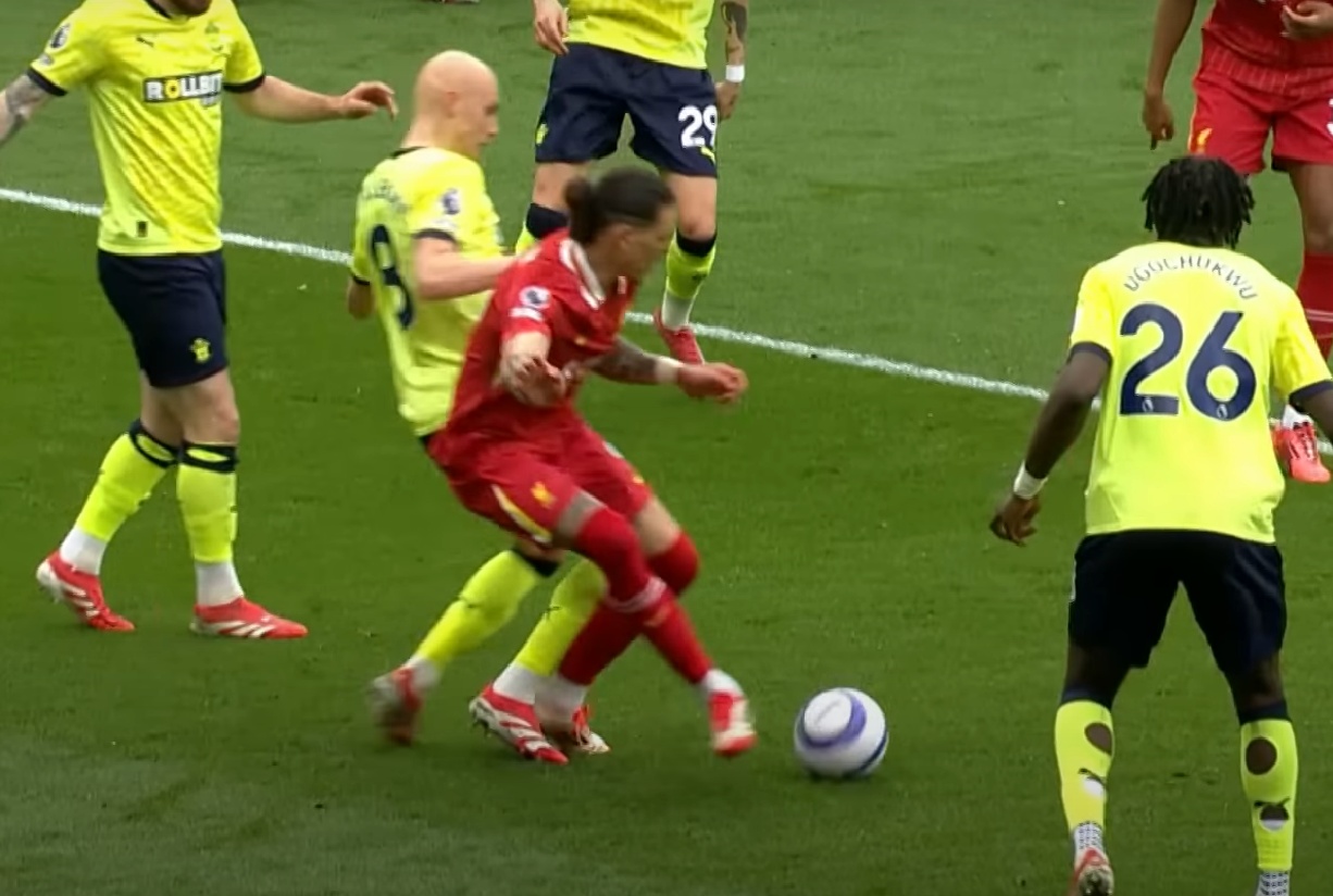 Will Smallbone fouled Darwin Nunez to concede a penalty that Mo Salah converted