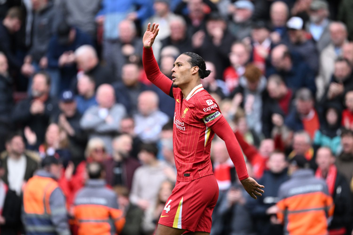 Virgil van Dijk at Anfield following his West Ham goal