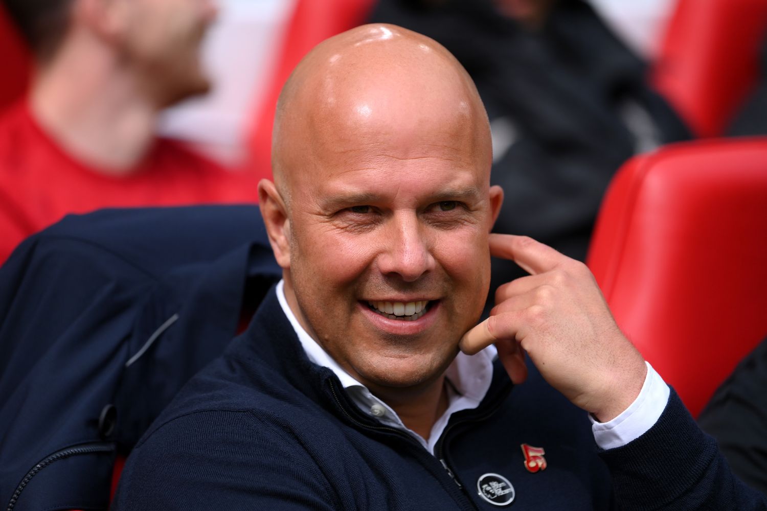 Arne Slot on the bench at Anfield