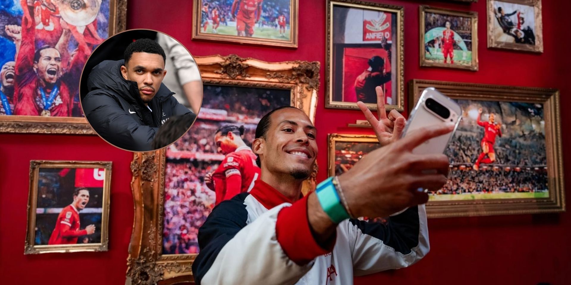 Virgil van Dijk poses after signing a new Liverpool contract