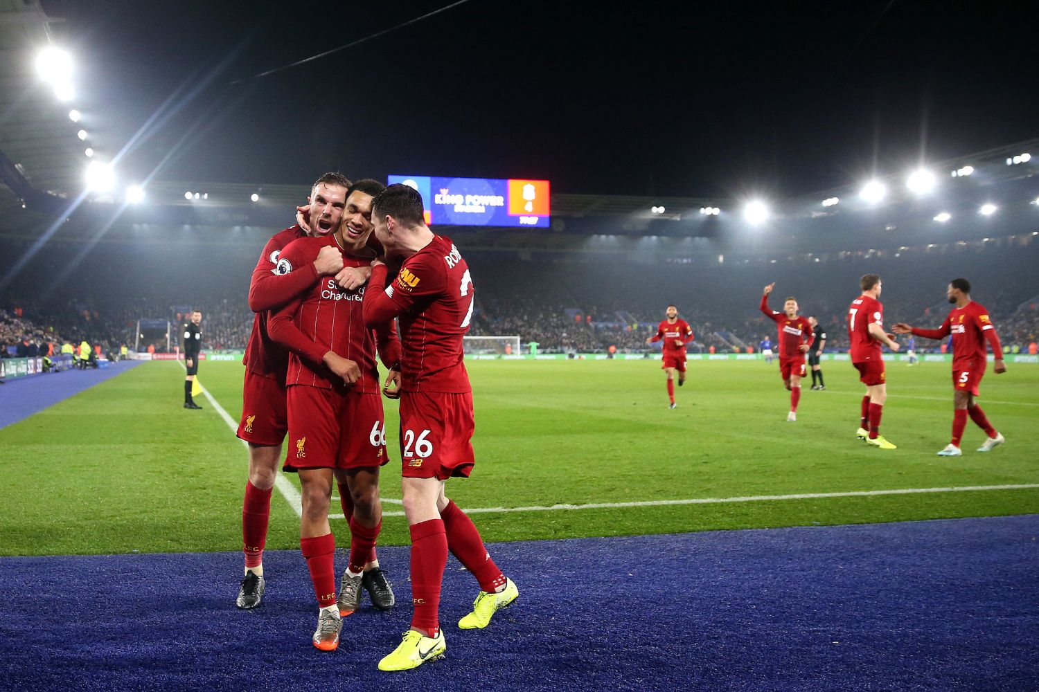 Trent Alexander-Arnold celebrates with Jordan Henderson