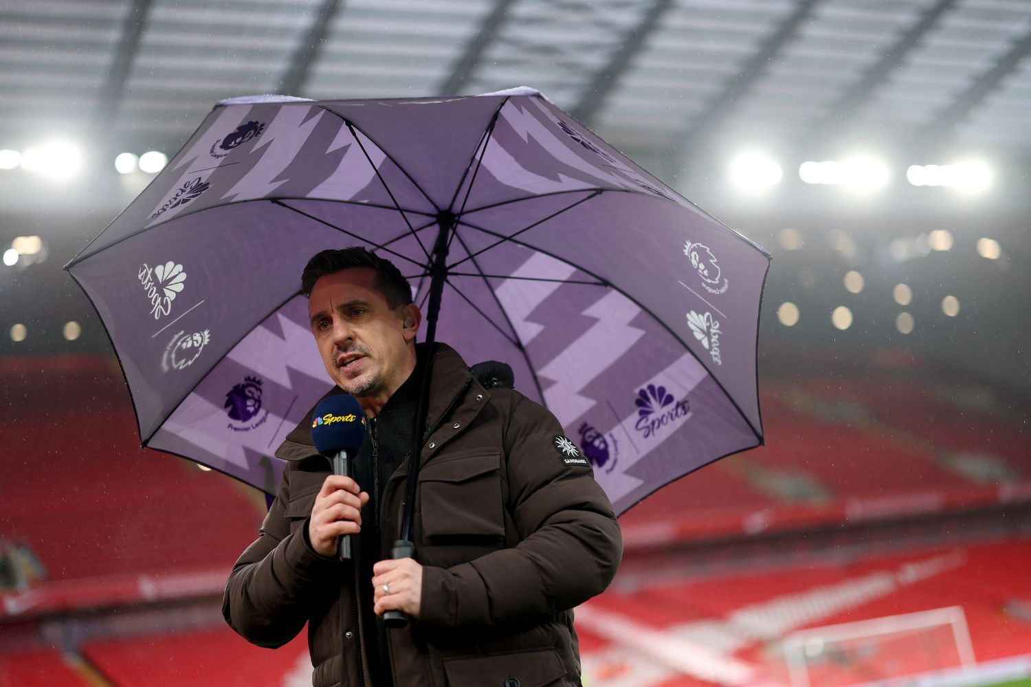 Gary Neville working for NBC at Anfield