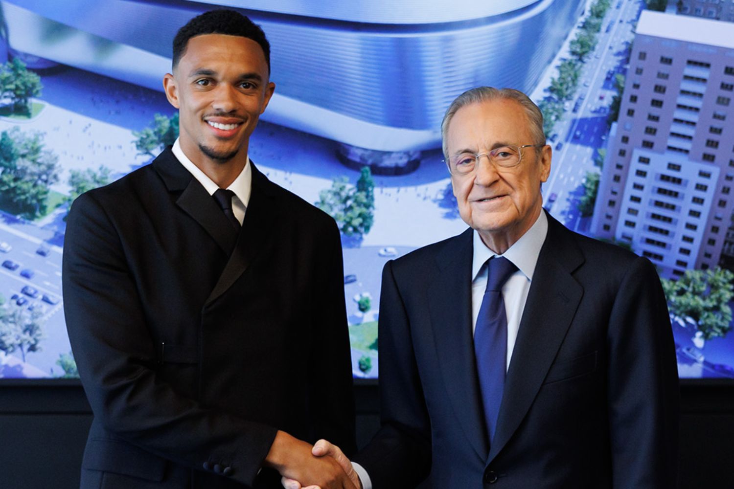 Trent Alexander-Arnold alongside Florentino Perez