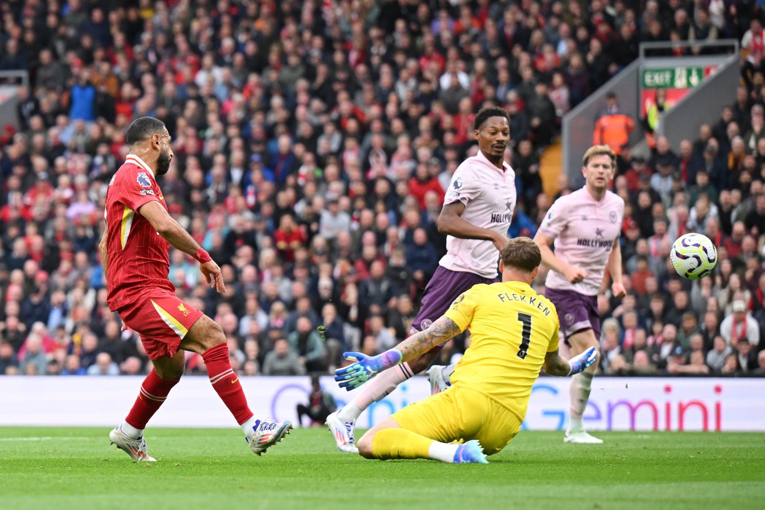 Mo Salah scores past past Mark Flekken