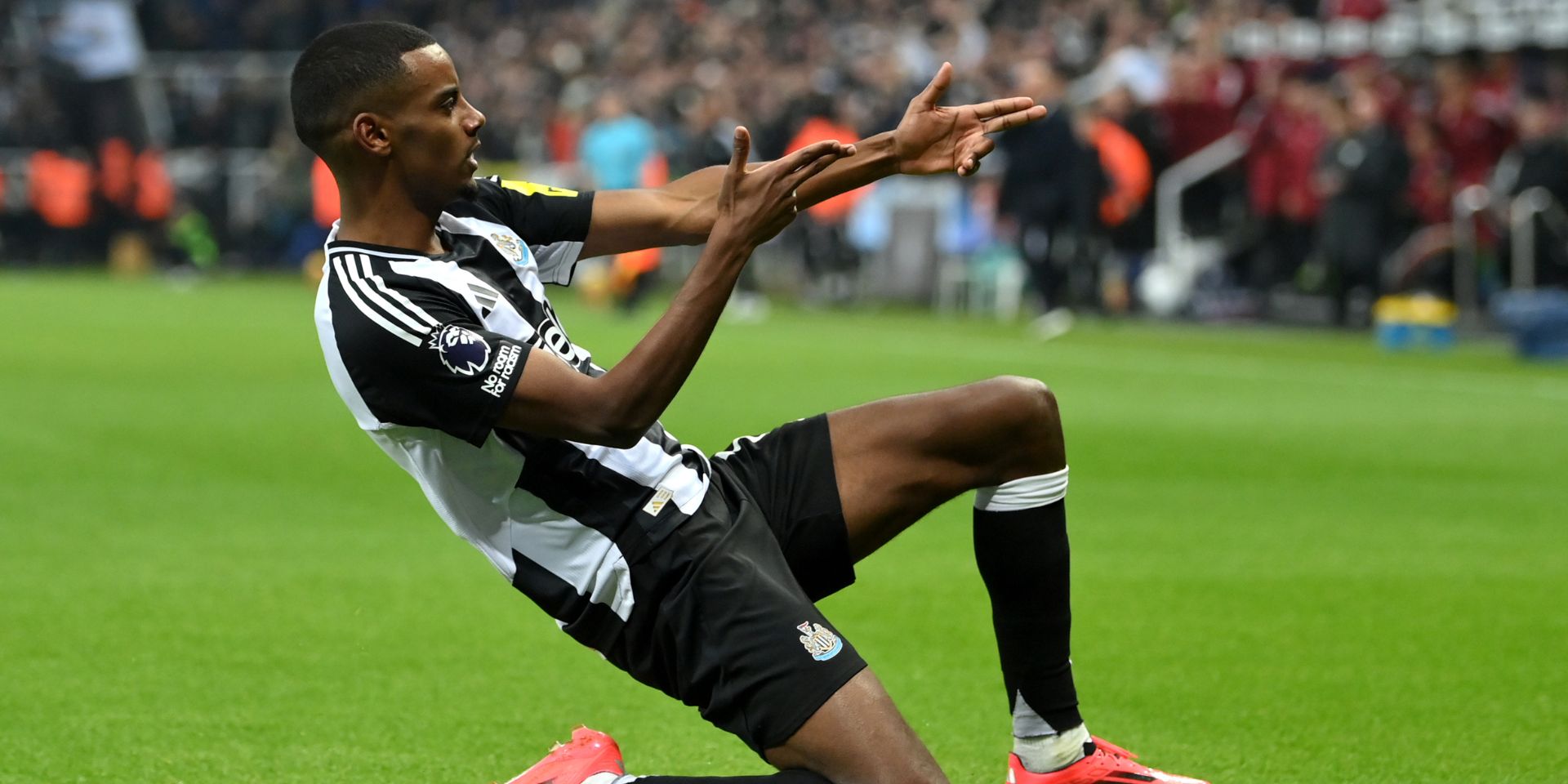Alexander Isak celebrates scoring against Liverpool