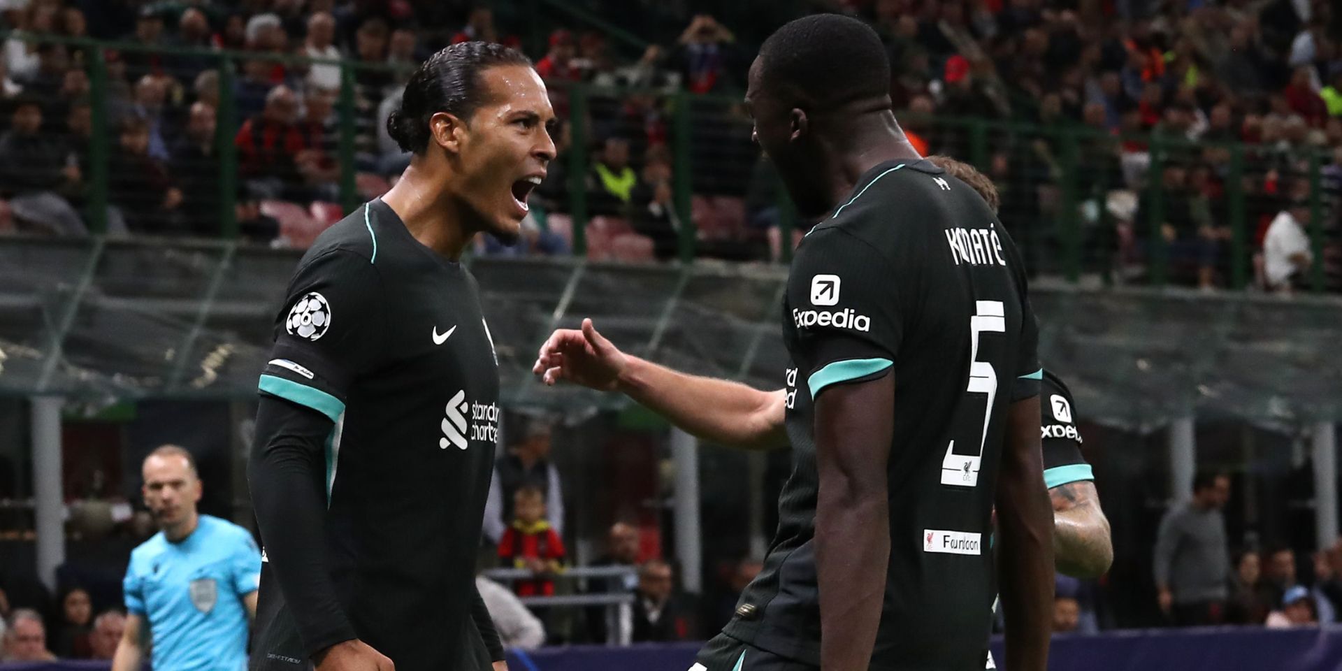 Ibou Konate with Virgil van Dijk