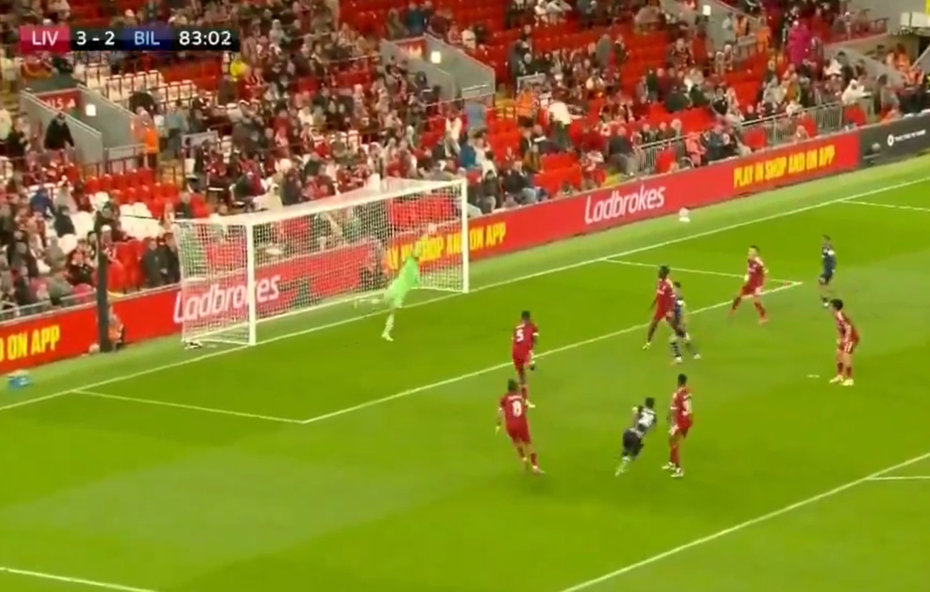 Giorgi Mamardashvili pulled off an outstanding save to preserve victory for Liverpool