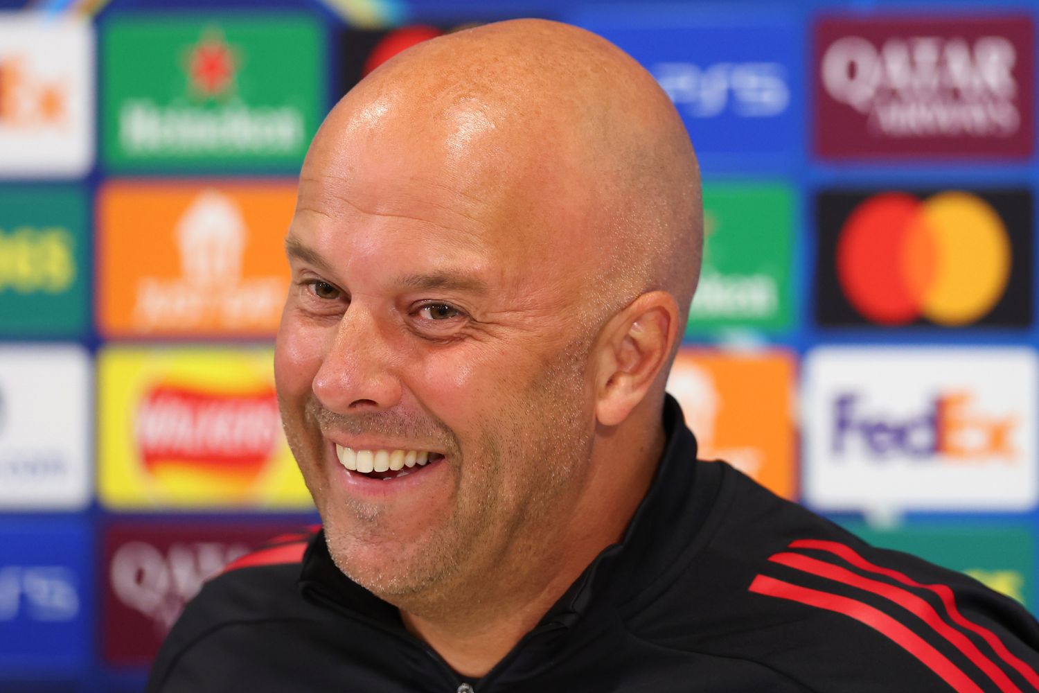 Arne Slot addresses the media on UEFA Champions League duty