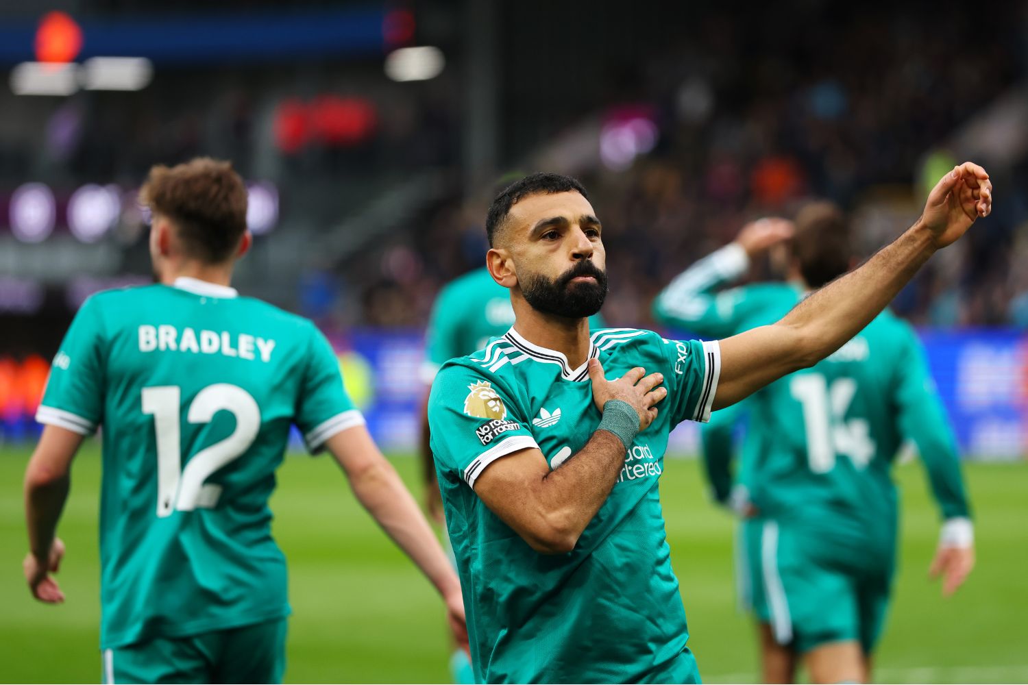 Mo Salah celebrates scoring against Burnley