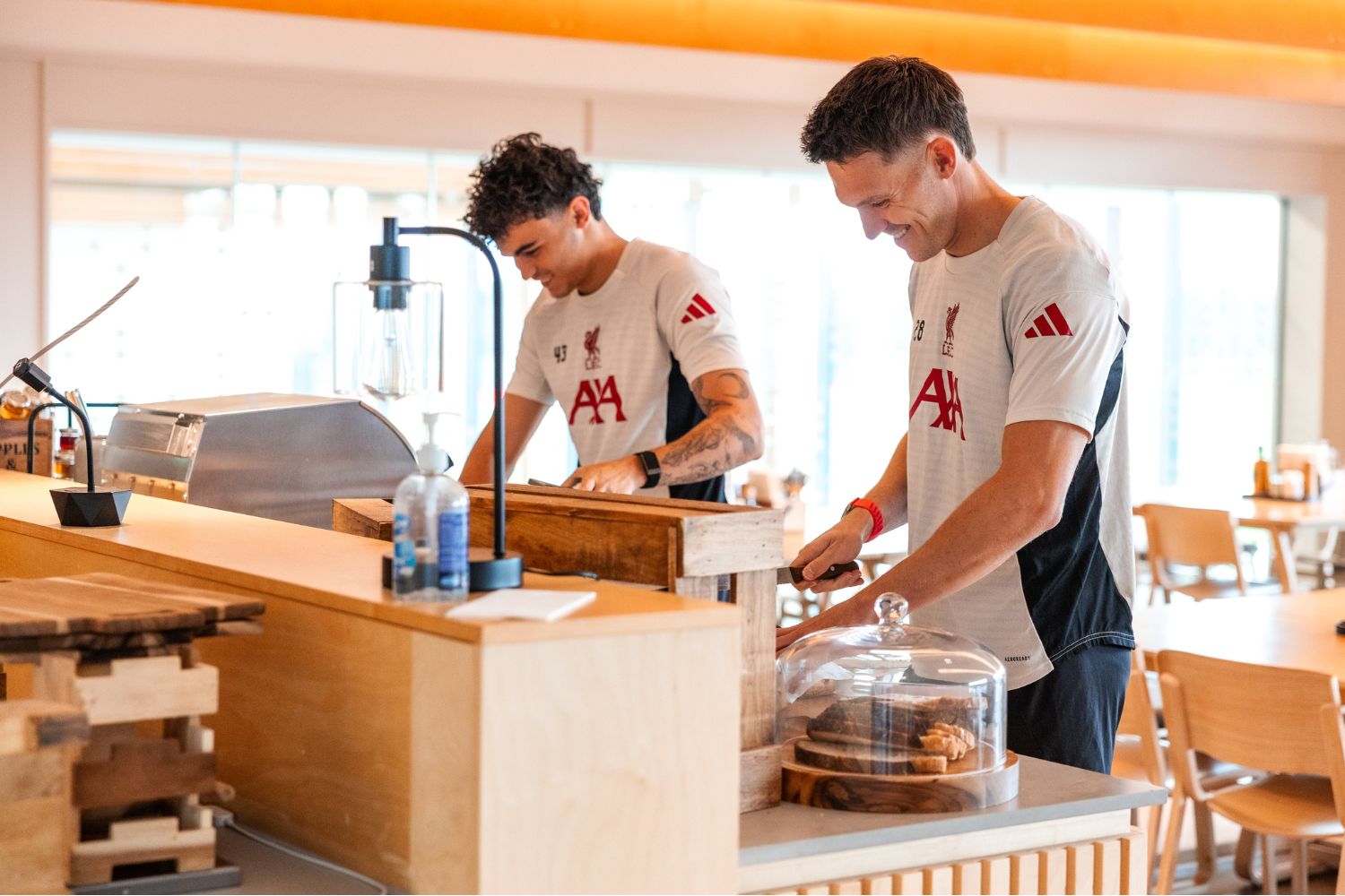 Freddie Woodman and Stefan Bajcetic in training