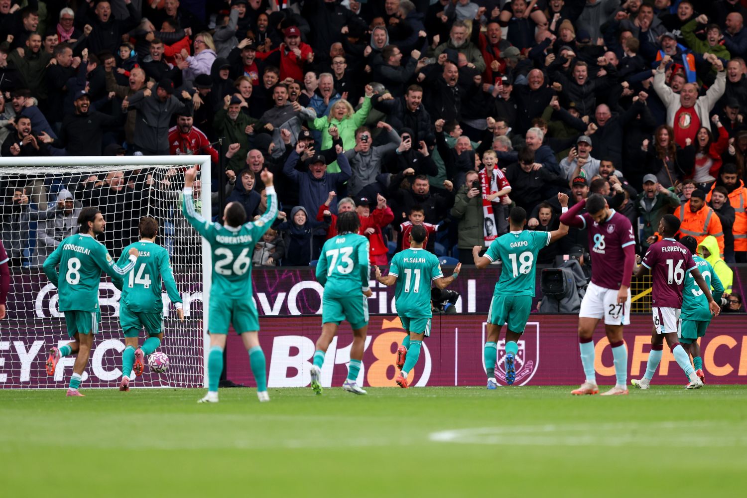 Liverpool celebrate as Mo Salah scores against Burnley