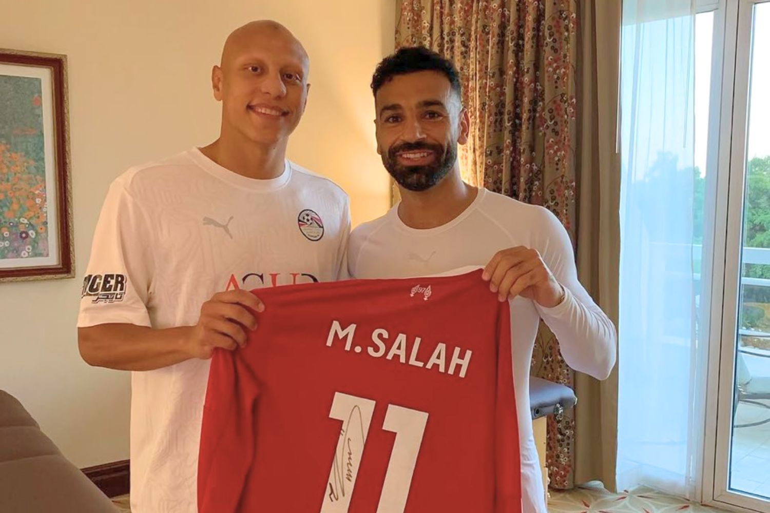 Mo Salah with Egypt teammate Amr El Gazar