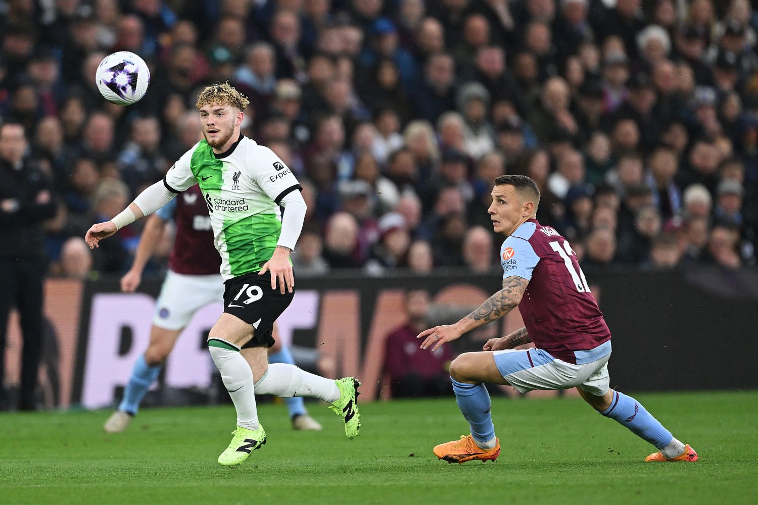 Harvey Elliott in action against Aston Villa