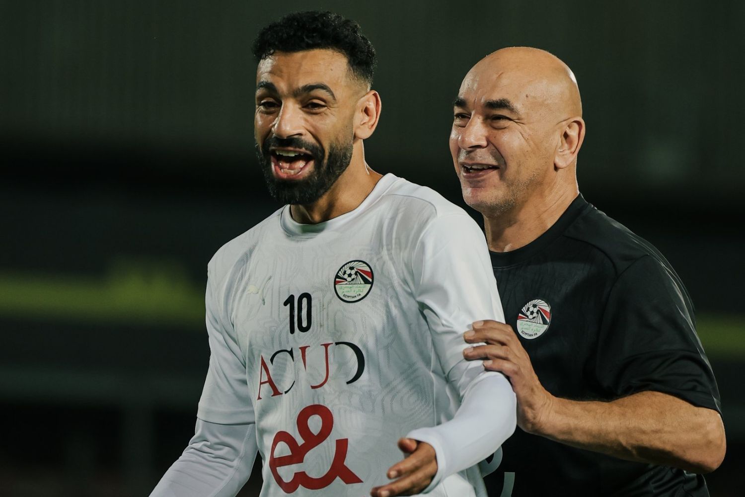 Mo Salah with Egypt manager Hossam Hassan