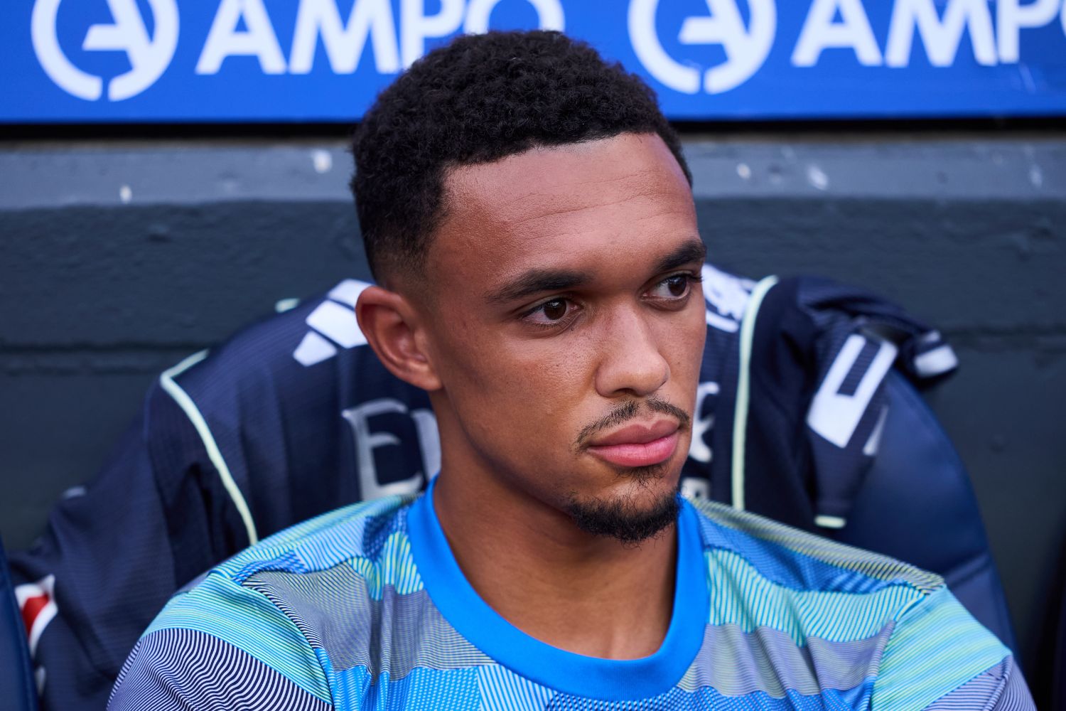 Trent Alexander-Arnold sits on the bench for Real Madrid