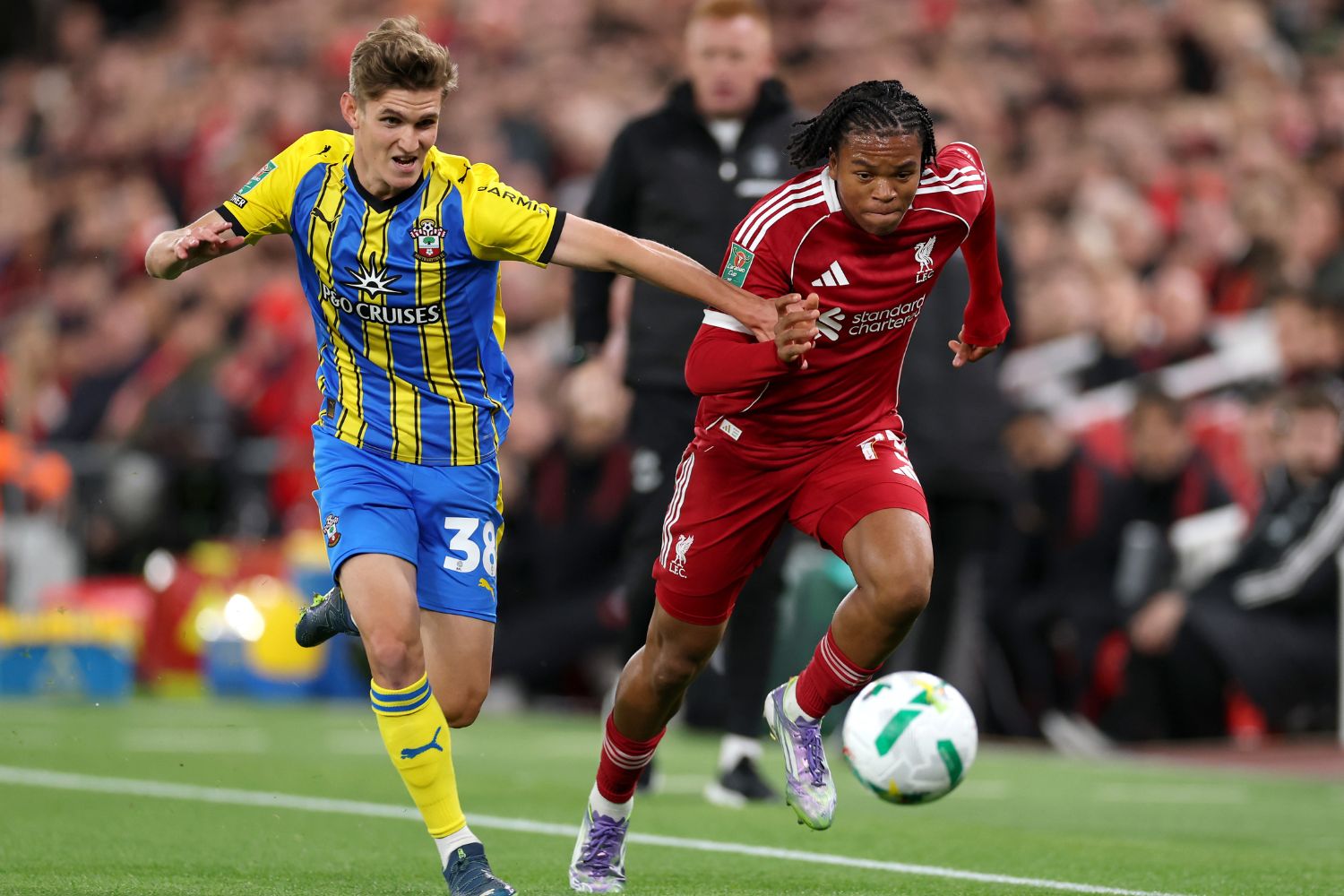 Rio Ngumoha against Southampton at Anfield