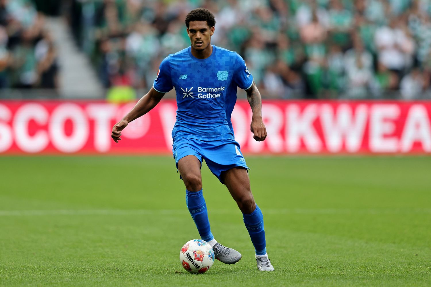 Jarell Quansah playing for Bayer Leverkusen