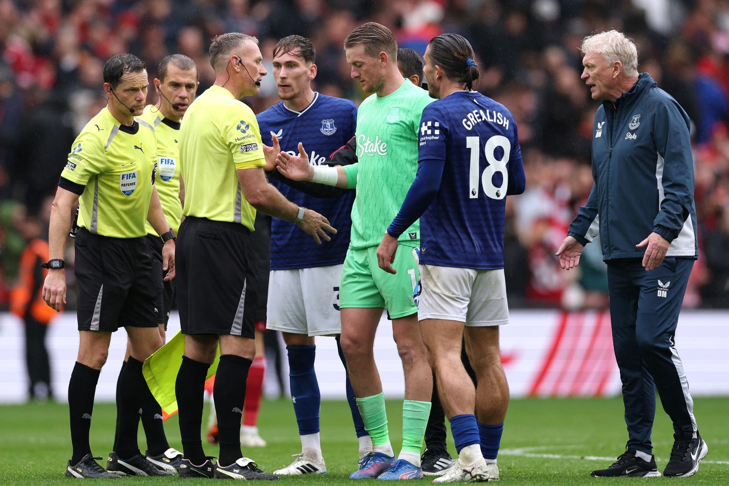 David Moyes and Jack Grealish at Anfield