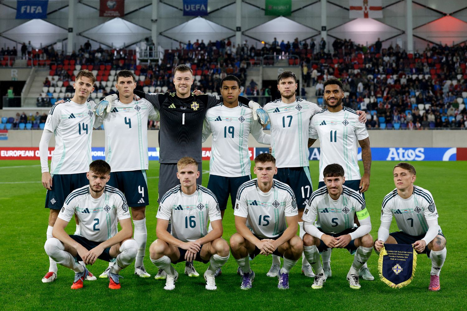 Conor Bradley with the Northern Ireland squad against Luxembourg