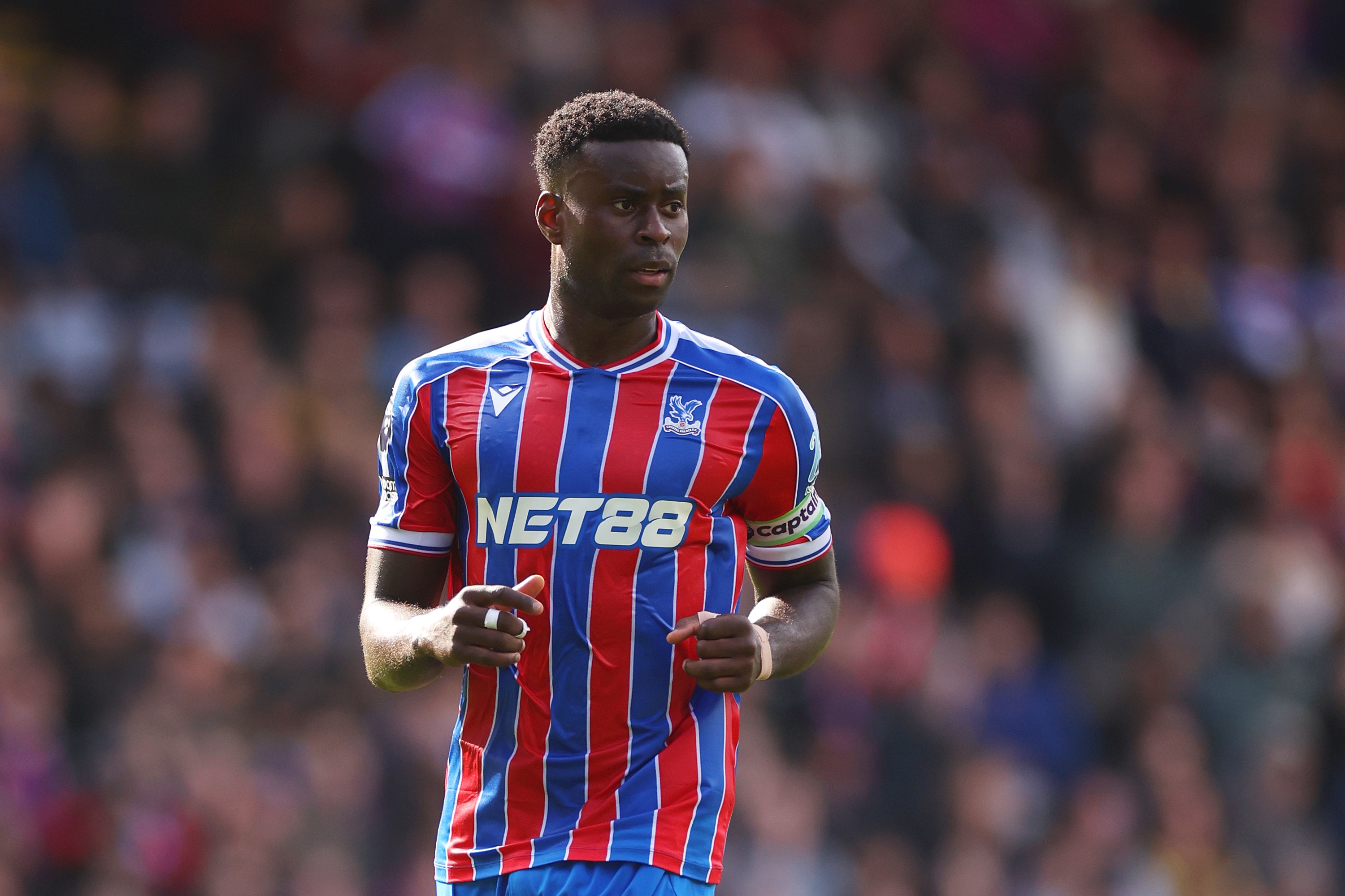 Marc Guehi looks on during Crystal Palace game.