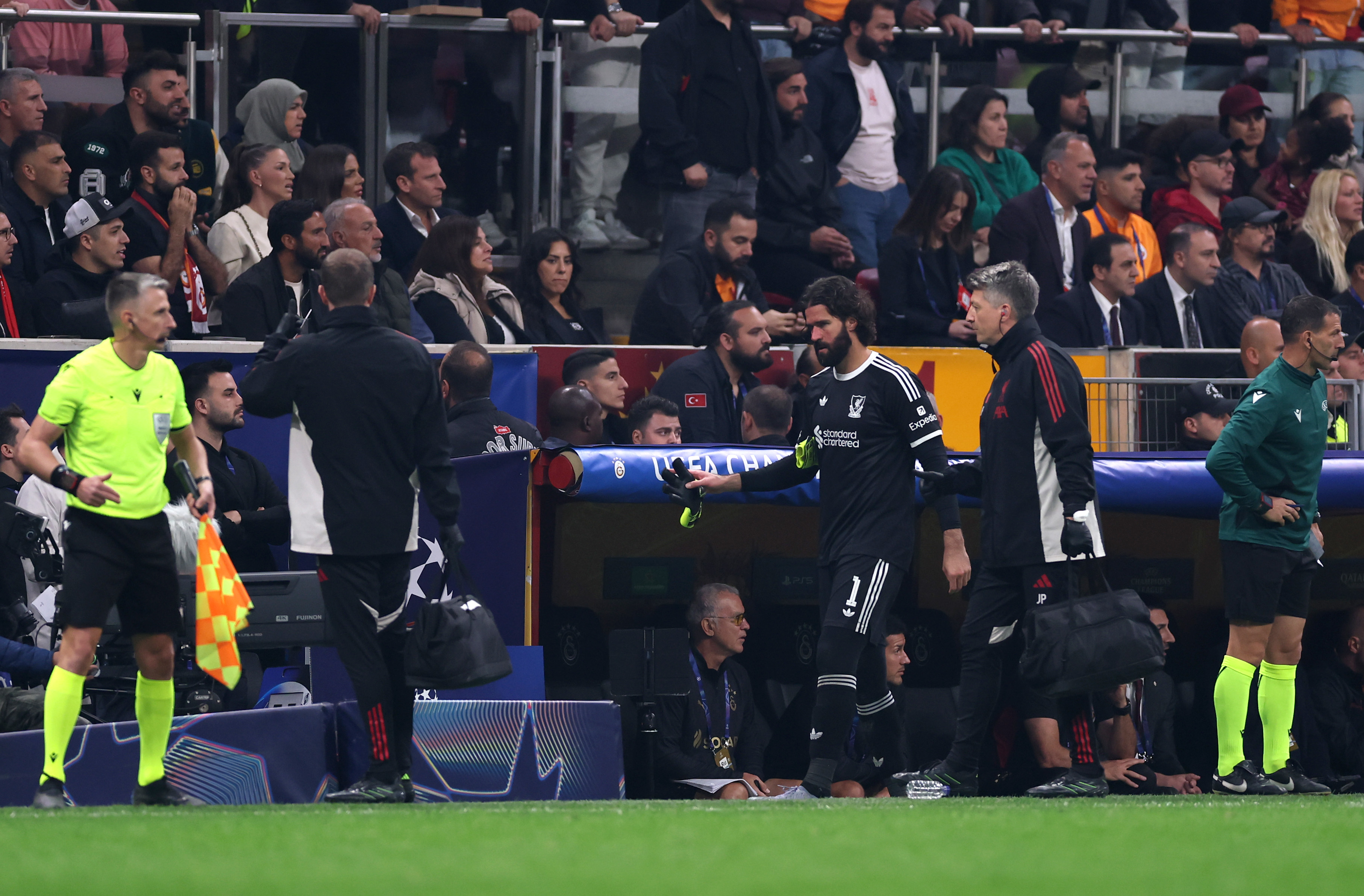 Alisson Becker went off injured in Liverpool's match against Galatasaray