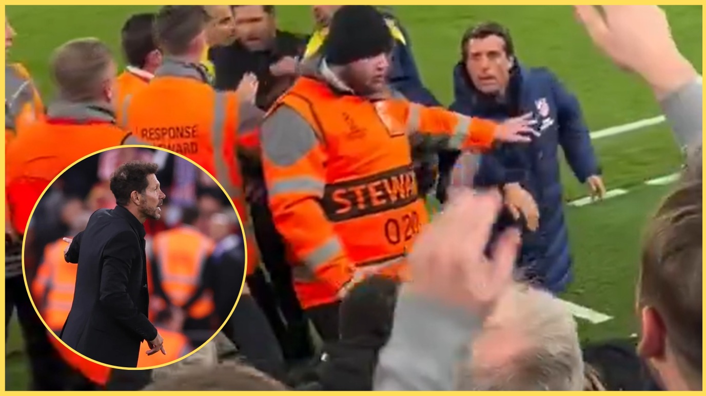 An Atletico Madrid staff member appeared to spit at Liverpool fans at Anfield
