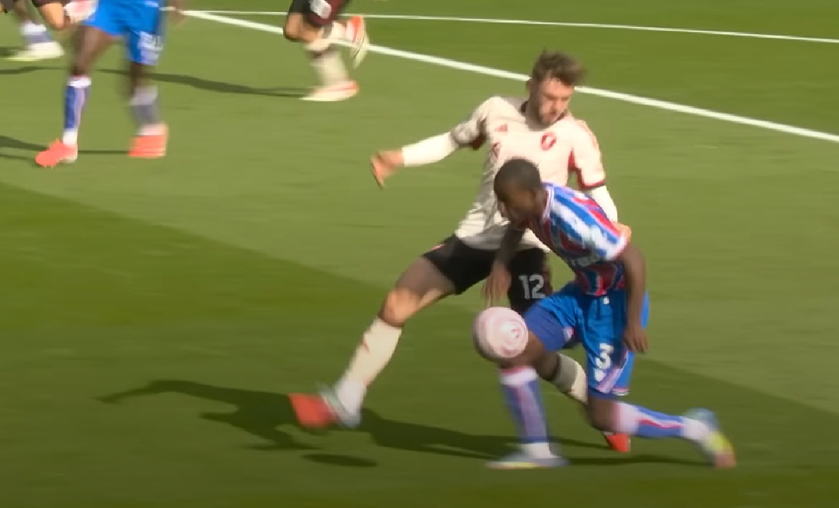 Tyrick Mitchell got the last touch of the ball before Crystal Palace were awarded the corner kick from which they scored against Liverpool