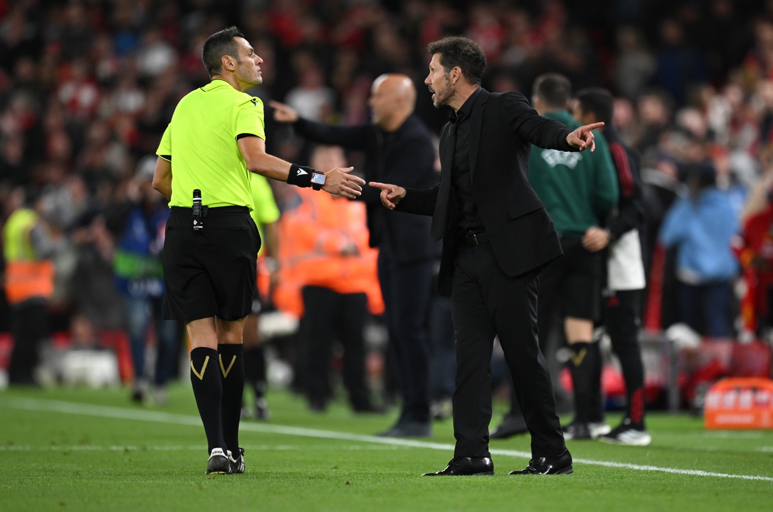 Diego Simeone was involved in a confrontation with some Liverpool fans at Anfield on Wednesday