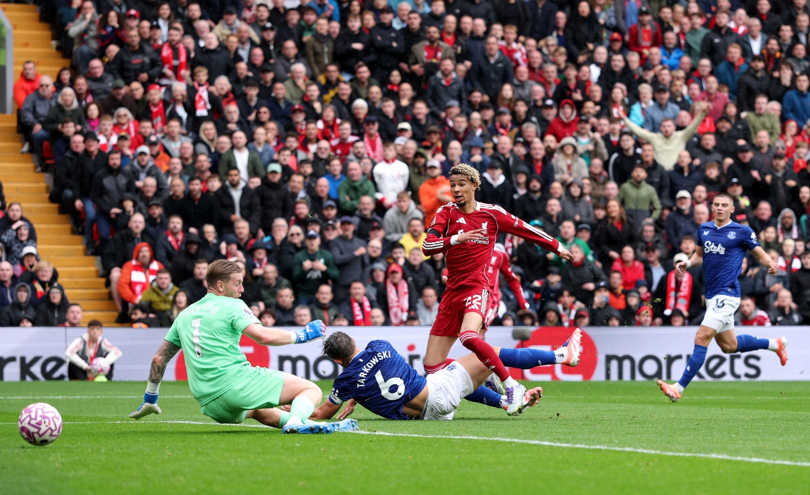 Hugo Ekitike doubled Liverpool's lead against Everton in the first half