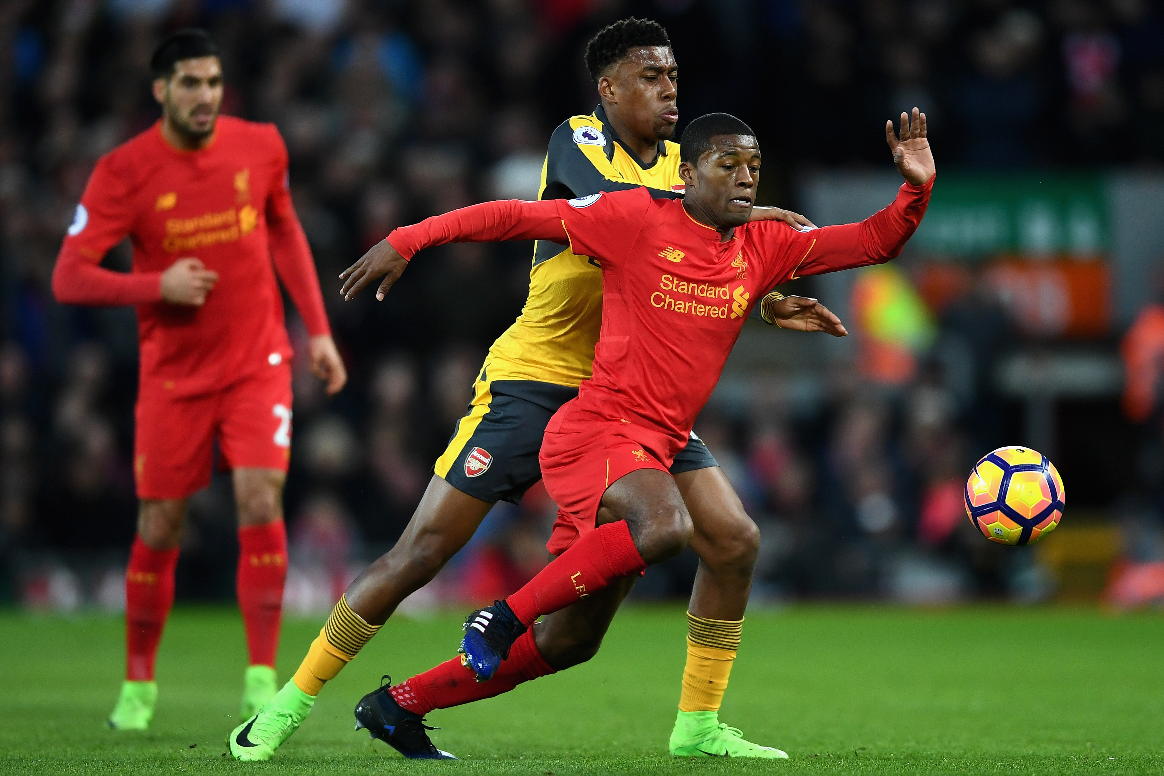 Gini Wijnaldum's goal settled a tense contest between Liverpool and Arsenal in 2017