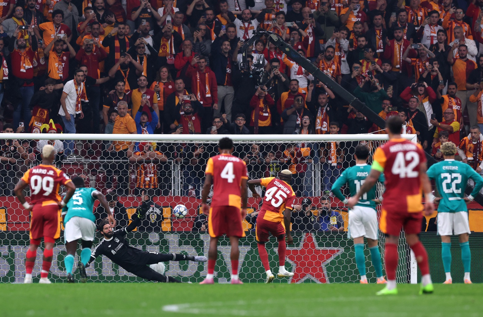 Victor Osimhen gave Galatasaray the lead with a 15th-minute penalty against Liverpool