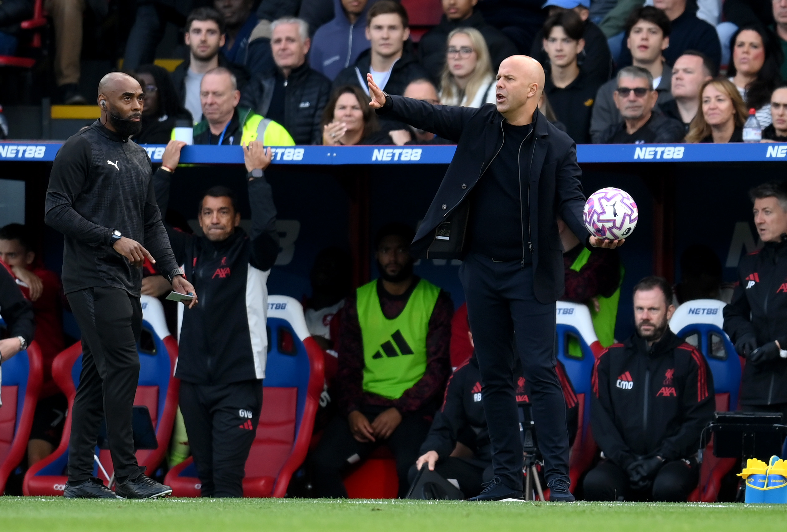 Arne Slot was shown a yellow card during Liverpool's defeat to Crystal Palace