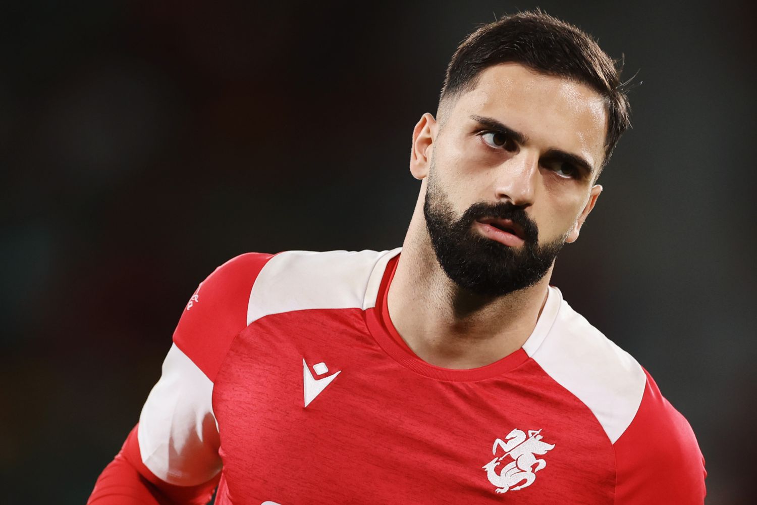 Giorgi Mamardashvili warms up for Georgia