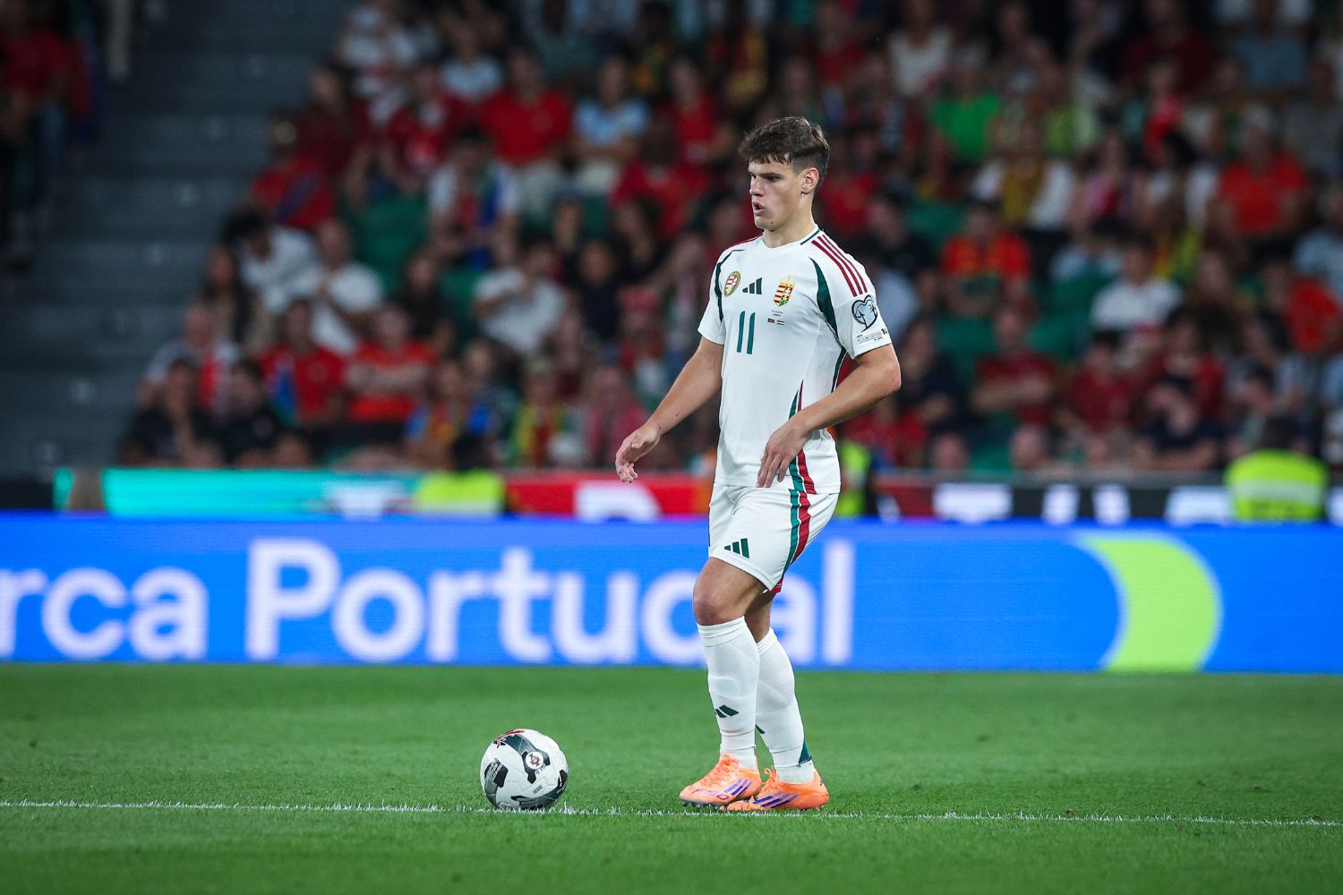 Milos Kerkez in action against Portugal