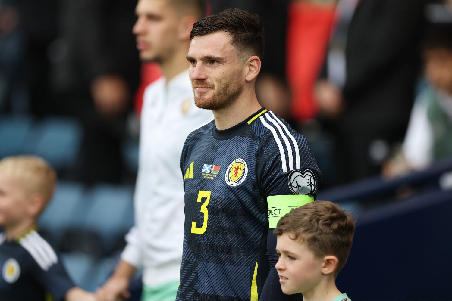 Andy Robertson walks out as captain of Scotland