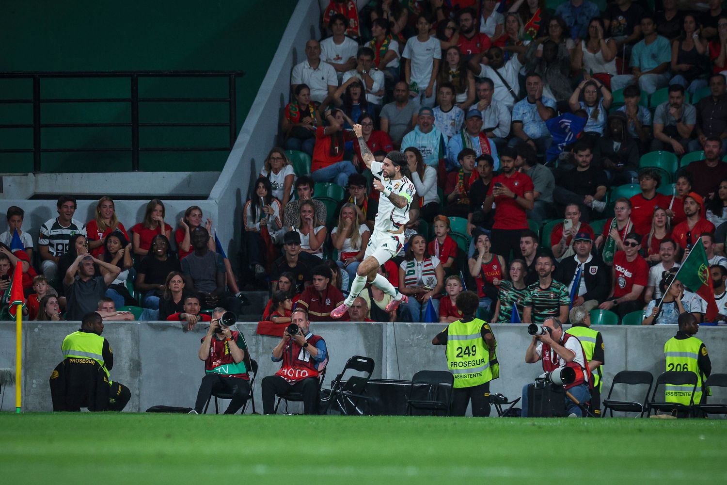 Dominik Szoboszlai celebrates scoring for Hungary