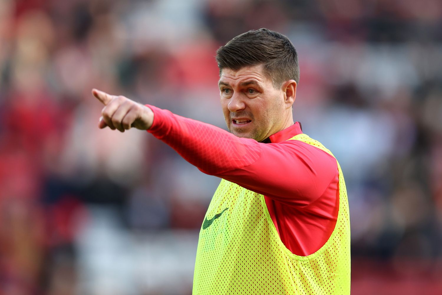 Steven Gerrard warms up for Liverpool